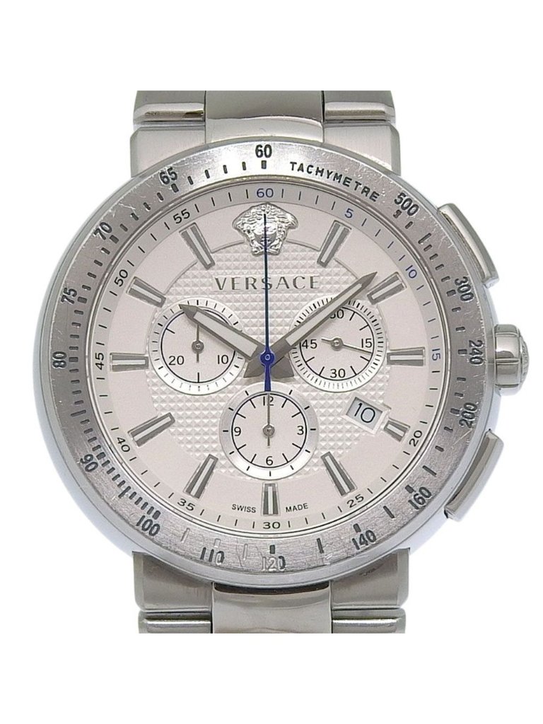 Versace Stainless Steel Quartz Chronograph White Dial Watch